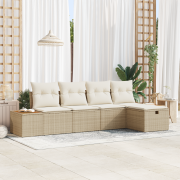 vidaXL 5-delad Trädgårdsoffset med kuddar Beige Poly Rottning