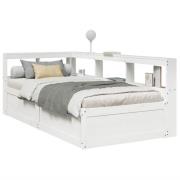 vidaXL Säng med bokhylla utan madrass vit 90x190cm massiv furu