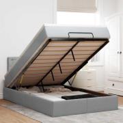 vidaXL Ottoman säng med madrass ljusgrå 120x190 cm tyg