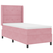 vidaXL Resårsäng med madrass 90x190 cm rosa sammet