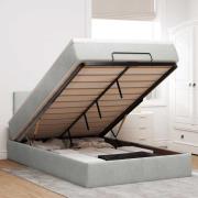 vidaXL Ottomansk säng med madrass&LED-lampor ljusgrå 120x190cm sammet