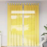 vidaXL Voile gardiner med stångfickor 2 st gul