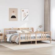 vidaXL Sängram med huvudgavel 180x200 cm massiv furu
