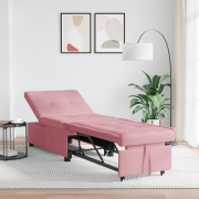 vidaXL Bäddsoffa 3-i-1 Utdragbar Design Rosa Sammet
