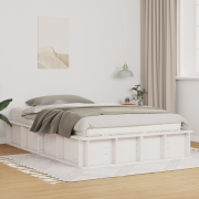 vidaXL sängram med lyftbar förvaring i vitt - 140 x 200 cm