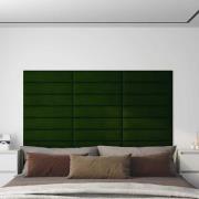 vidaXL Väggpaneler 12 st mörkgrön 60x15 cm sammet 1,08 m²