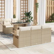 vidaXL 6-delars Trädgårdsoffagrupp med kuddar Beige Poly-Rotting