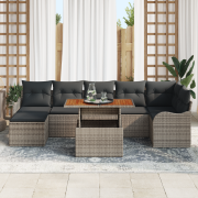 vidaXL 8-delars Trädgårdsofaset med Kuddar Grå Poly Rattan