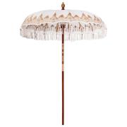vidaXL Parasoll Gräddvit 180-190 cm Bomullstyg & Trä & Bambu
