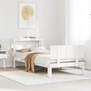 vidaXL Sängram med huvudgavel utan madrass vit 90x190 cm