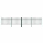 vidaXL Staketpanel med stolpar järn 694,5x120 cm grön