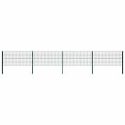 vidaXL Staketpanel med stolpar järn 694,5x80 cm grön