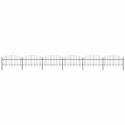 vidaXL Trädgårdsstaket med spjuttopp stål (1-1,25)x10,2 m svart
