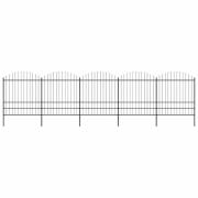 vidaXL Trädgårdsstaket med spjuttopp stål (1,75-2)x8,5 m svart