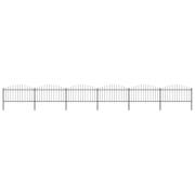 vidaXL Trädgårdsstaket med spjuttopp stål (1,25-1,5)x10,2 m svart