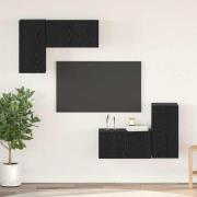 vidaXL TV-bänkset 4 pcs Svart ek 60 x 30 x 30 cm Konstruerat trä