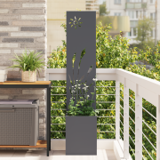 vidaXL Trädgårdsplanterare med dekorativ panel Antracit 32 x 140 cm