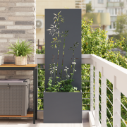 vidaXL Trädgårdsplanterare med dekorativ panel Antracit 50 x 140 cm