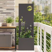vidaXL Trädgårdsplanterare med dekorativ panel Svart 50 x 140 cm
