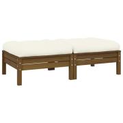 vidaXL Trädgårdssoffa 2-sits med gräddvita dynor massiv furu