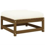 vidaXL Fotpall med dyna för trädgården honungsbrun massiv furu