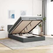 vidaXL Ottoman säng med madrass och LED-lampor mörkgrå 140x200 cm tyg