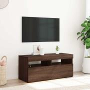 vidaXL Tv-bänk med LED-belysning brun ek 90x35x40 cm