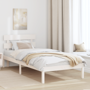 vidaXL Sängram med Huvudgavel Vit 75x190 cm Massivt Trä Tall