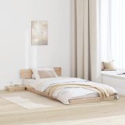 vidaXL Sängram för golv med sängbord 90x200cm Massiv trä