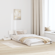 vidaXL Sängram med sängbord Vit 75x190cm Massivt trä