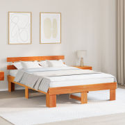 vidaXL Sängram med Huvudända Vaxad Brun 160x200 cm Massivt Trä Tall