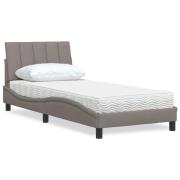 vidaXL Säng med madrass taupe 80x200 cm tyg