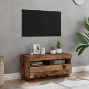 vidaXL TV-bänk med LED-lampor åldrat trä 80x35x40 cm konstruerat trä