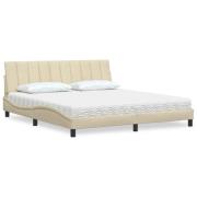 vidaXL Bed with Mattress "Hanko" Cream 180x200 cm Fabric