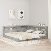 vidaXL Bokhylla Säng med hylla 2 pcs Betonggrå 180 x 200 cm Betong