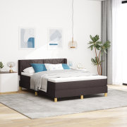 vidaXL Bäddfjäder med huvudgavel Mörkbrun och vit 140 x 200 cm tyg