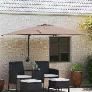 vidaXL Trädgårdsparasol Taupe 248.5 x 247.5 x 160 cm tyg
