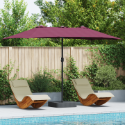 vidaXL Trädgårdsparasol Vinröd 385 x 209 x 244 cm tyg