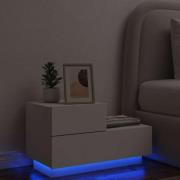 vidaXL Sängbord med LED-belysning vit 70x36x40,5 cm