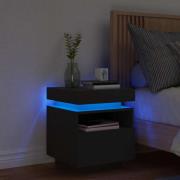 vidaXL Sängbord med LED-belysning svart 40x39x48,5 cm