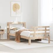 vidaXL Sängram med huvudgavel 90x190 cm massiv furu