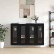 vidaXL Väggmonterade Skåp 2 pcs Svart ek 69.5 x 34 x 90 cm