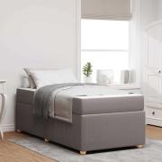 vidaXL Sängram med madrass Taupe 90 x 200 cm tyg