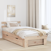 vidaXL Sängram med låda med huvudgavel med lagring Brun 90 x 190 cm Fu...
