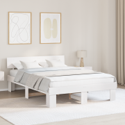 vidaXL Sängram med huvudgavel Vit 140 x 200 cm Massiv furu