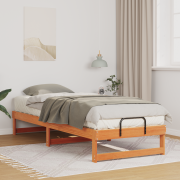 vidaXL Sängram med bärhandtag Brun 80 x 210 cm Massiv furu