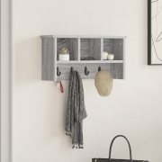 vidaXL Väggmonterad Klädhängare med hylla Grå sonoma 50 x 16 x 26 cm