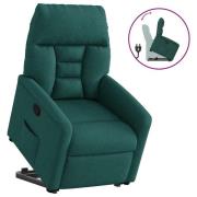 vidaXL Reclinerfåtölj med uppresningshjälp mörkgrön tyg