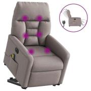 vidaXL Elektrisk massagefåtölj med uppresningshjälp taupe tyg