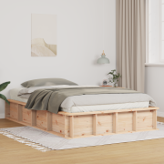 vidaXL Sängram med lagring Brun 135 x 190 cm Massiv furu
